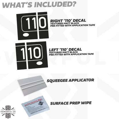 Side Panel Decal Kit - '110' - Matte Black for Land Rover Defender L663