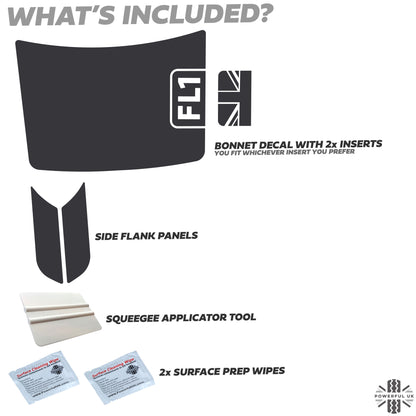 Bonnet Decal Set - FL1 & Union Jack Inserts - for Land Rover Freelander 1