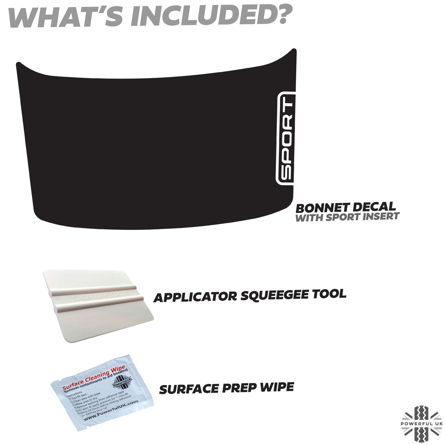 Bonnet Decal Set for Land Rover Discovery Sport - SPORT insert Design