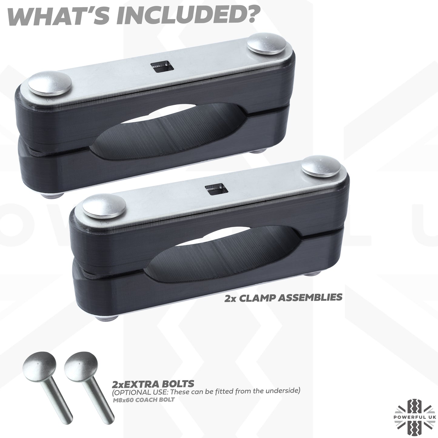 CROSS BAR Mount Clamp Kit for VW Transporter T5 & T6 Van  - Kit B