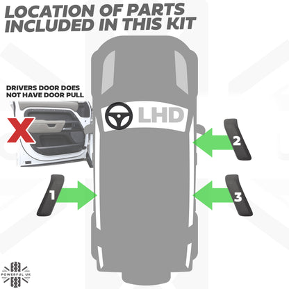 3pc Interior Door Pull Finishers (Genuine) in Walnut for Defender L663 110/130 - LHD