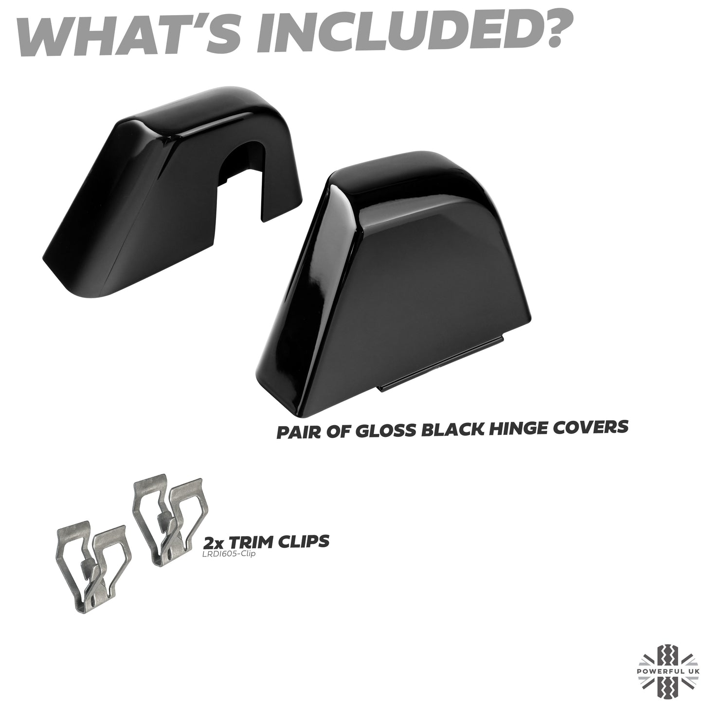 Cubby Box Hinge Covers in Gloss Black for Land Rover Defender L663