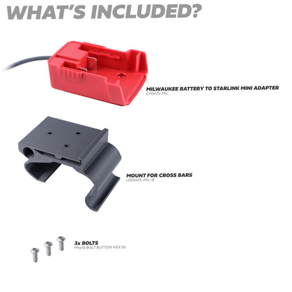 Milwaukee Battery Mount for Starlink Mini Land Rover Defender L663 Cross Bars