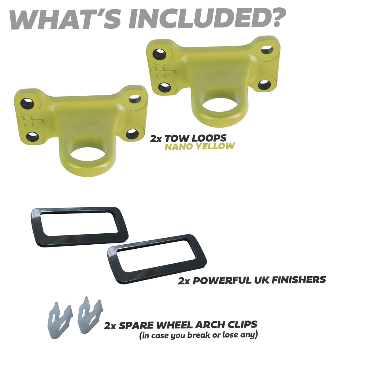 Tow Loop Upgrade Kit - Nano Yellow Loops + Black Inserts for Land Rover Defender L663