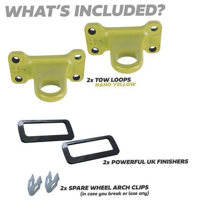 Tow Loop Upgrade Kit - Nano Yellow Loops + Black Inserts for Land Rover Defender L663