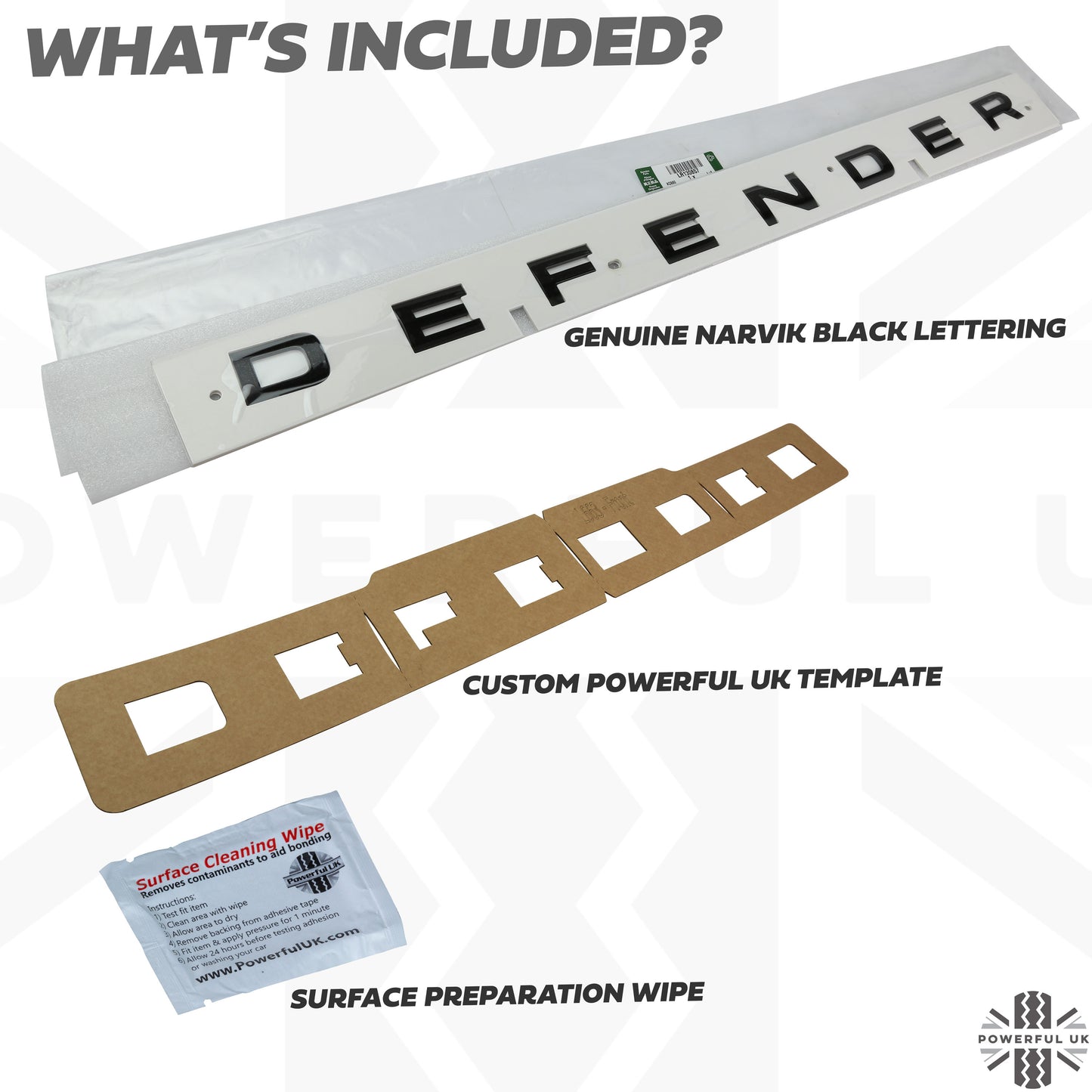 Bonnet Lettering - Narvik Black - for Land Rover Defender L663