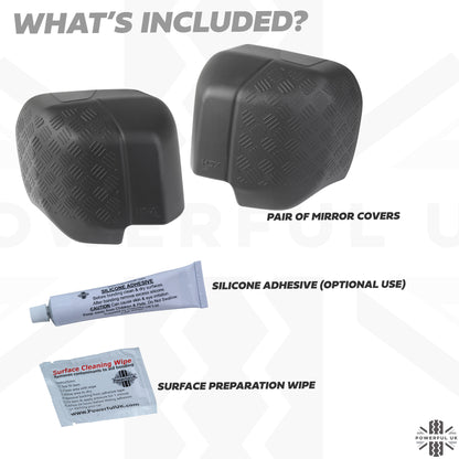 Extended Mirror Covers Chequer Plate  for Land Rover Defender L663 - NO Camera Mount