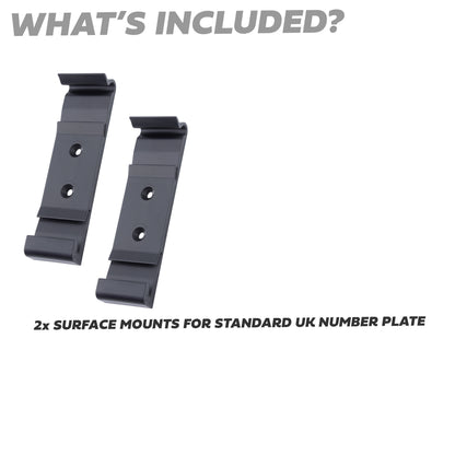 2x Surface Mount Number Plate Holders - Standard UK Plate