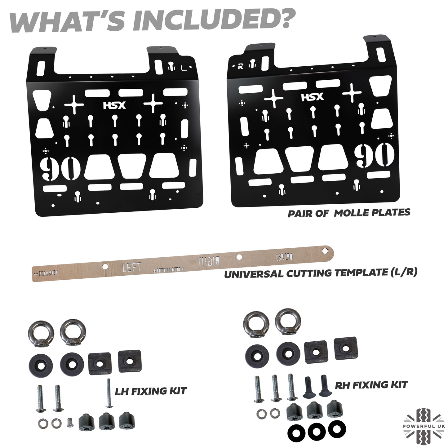 Molle Plate Kit - Black - Mix Design - PAIR - for Land Rover Defender L663 (90 Model)