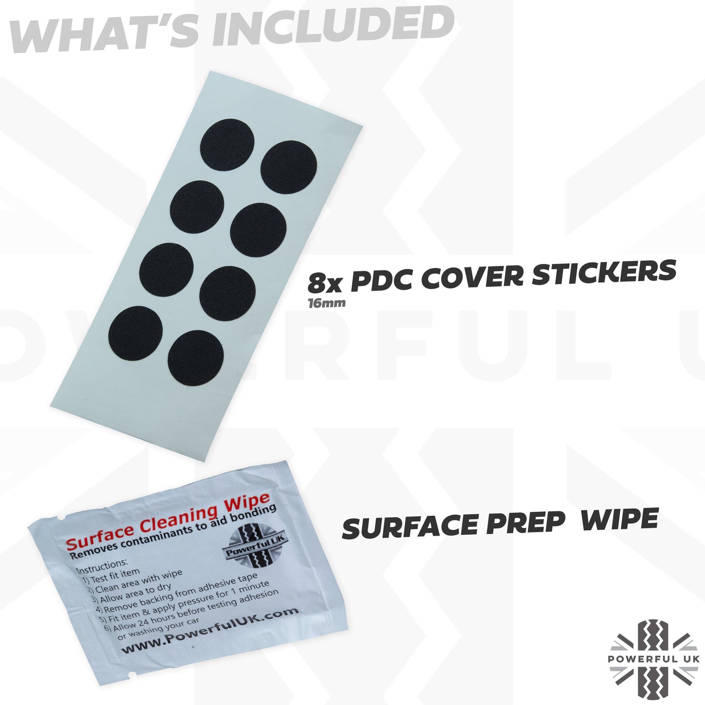 16mm Parking Sensor Cover Stickers x8 for Jaguar