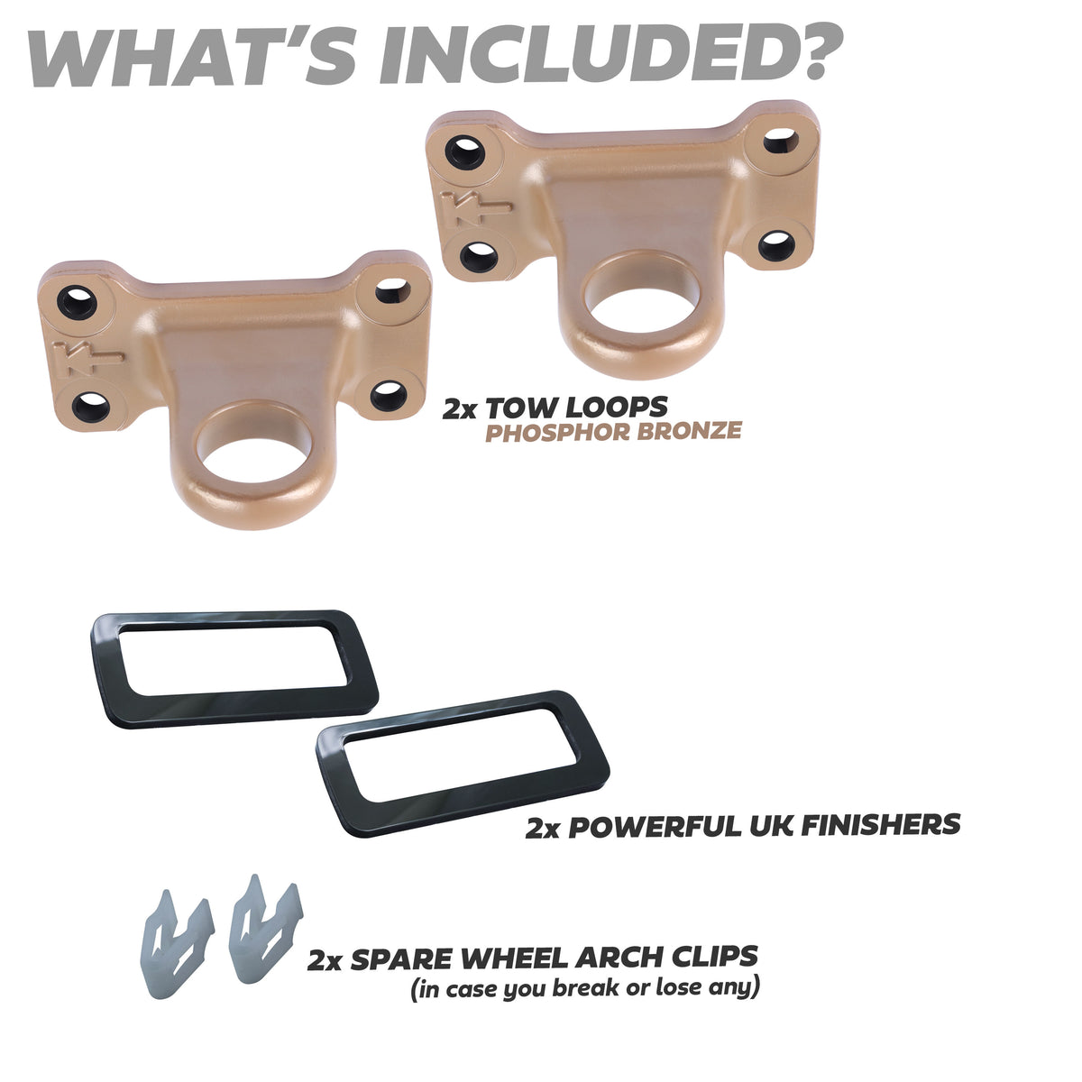 Tow Loop Upgrade Kit - Phosphor Bronze Loops + Black Inserts for Land Rover Defender L663