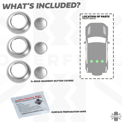 Rear Seat Headrest Button Covers for Land Rover Defender L663 - Silver