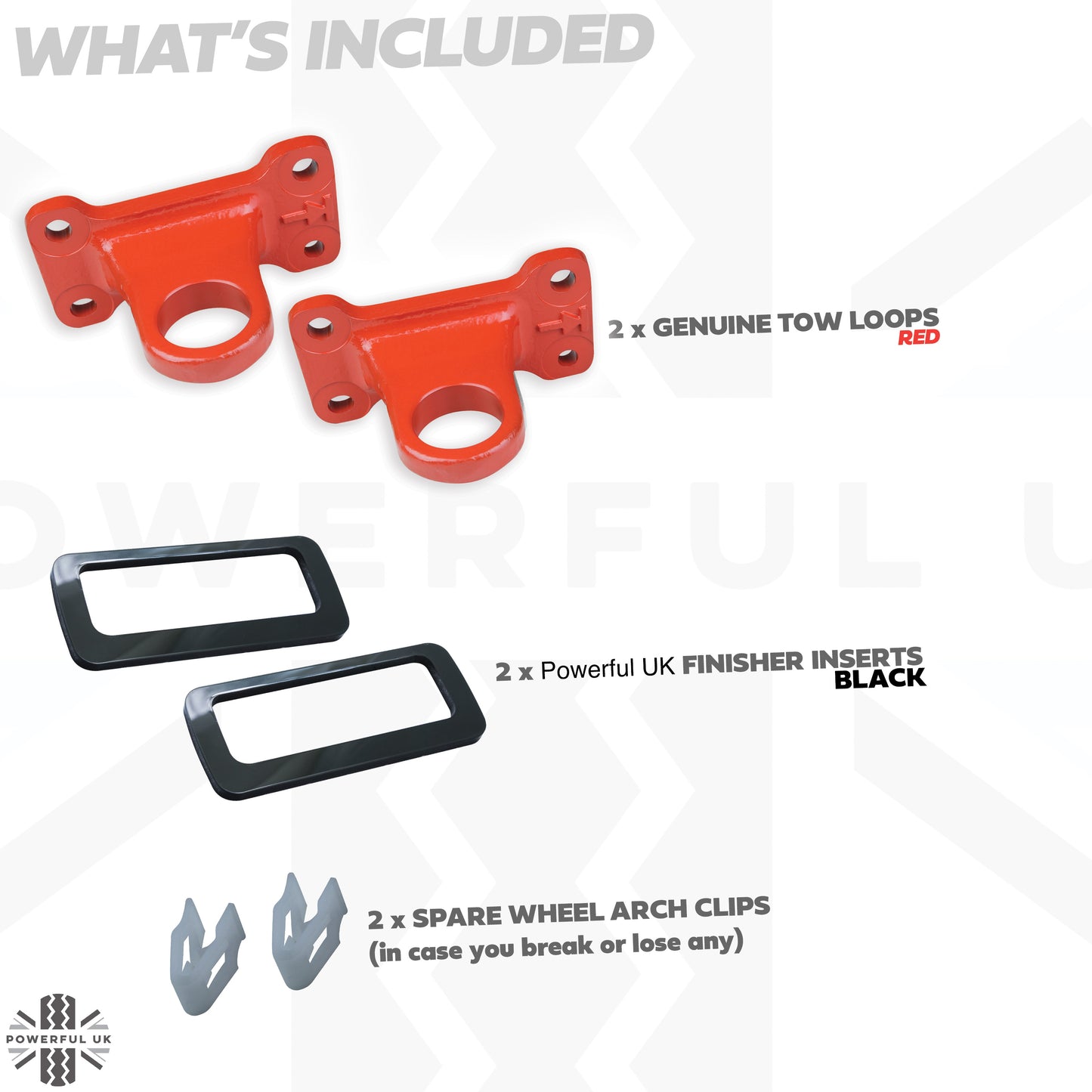 Tow Loop Upgrade Kit A - Red Loops + Black Inserts for Land Rover Defender L663