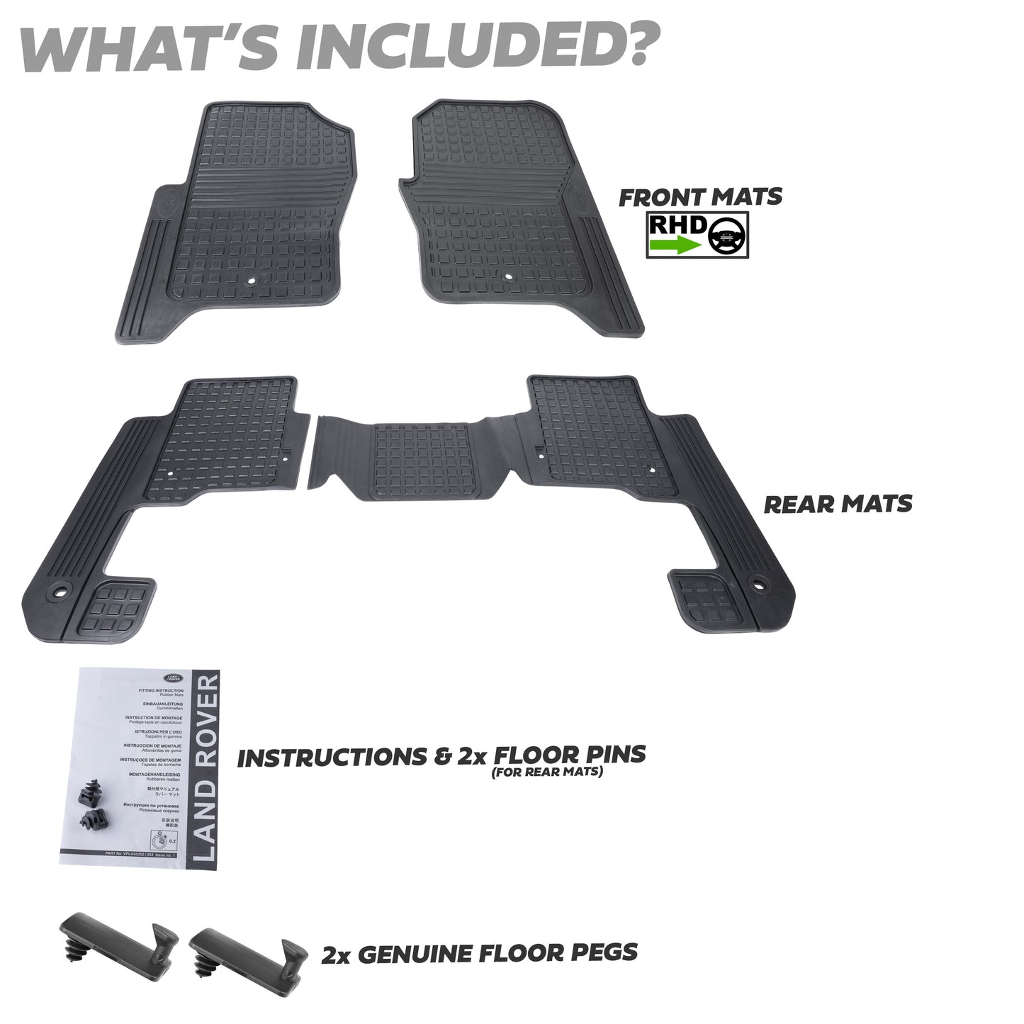 Rubber Floor Mat Set (Genuine) - RHD - for Land Rover Discovery 3