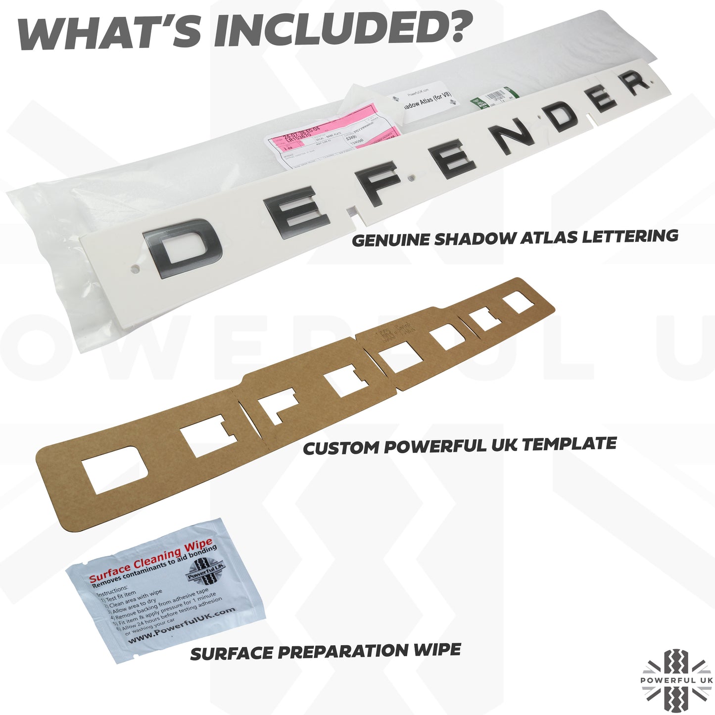 Bonnet Lettering - Shadow Atlas - for Land Rover Defender L663