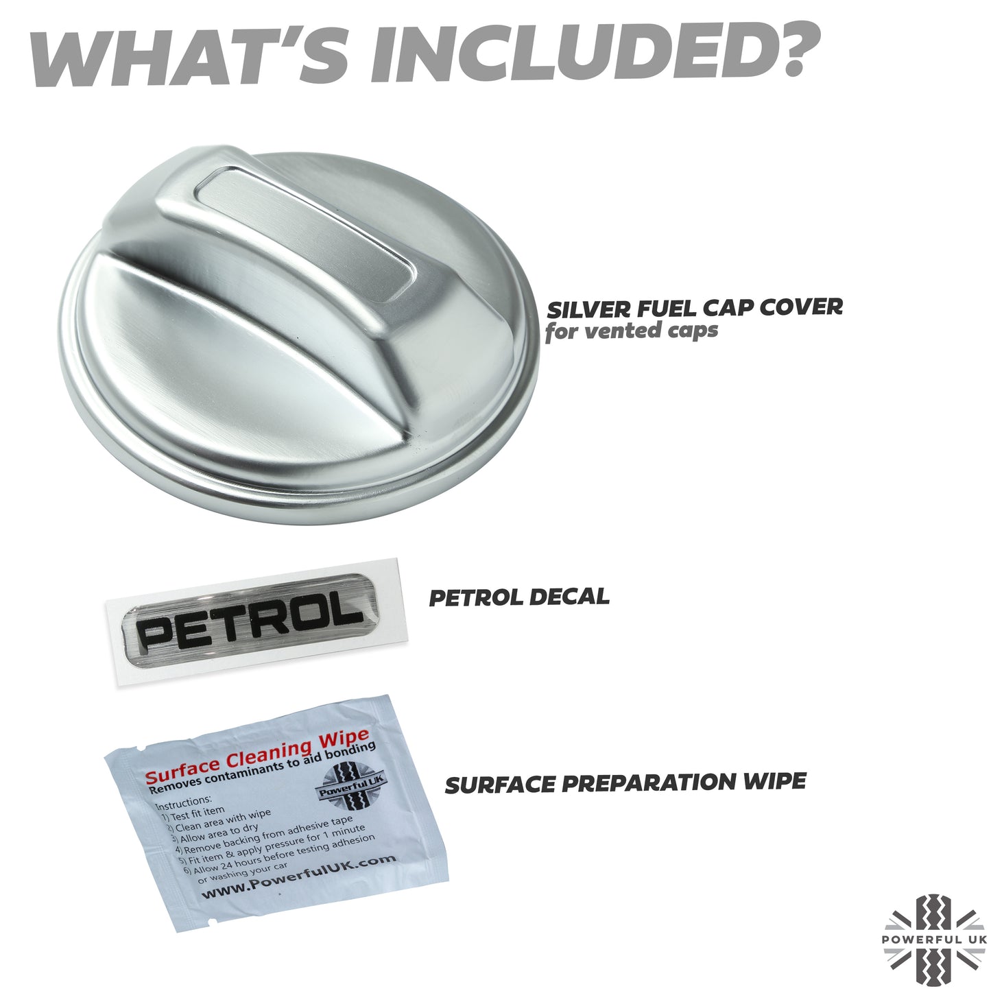 Fuel Filler Cap Cover for Land Rover Discovery Sport  - Petrol (Vented) - Silver