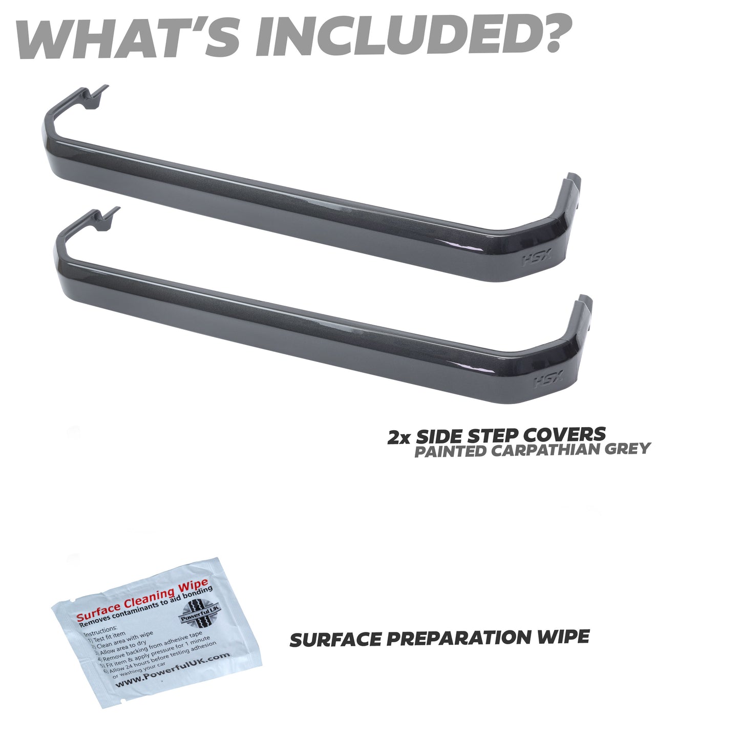 2x Side Step Covers (Smooth Finish) for Land Rover Defender L663 (90) - Carpathian Grey