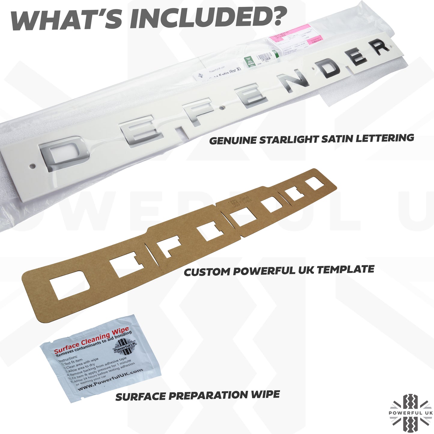 Bonnet Lettering - Starlight Satin Chrome - for Land Rover Defender L663