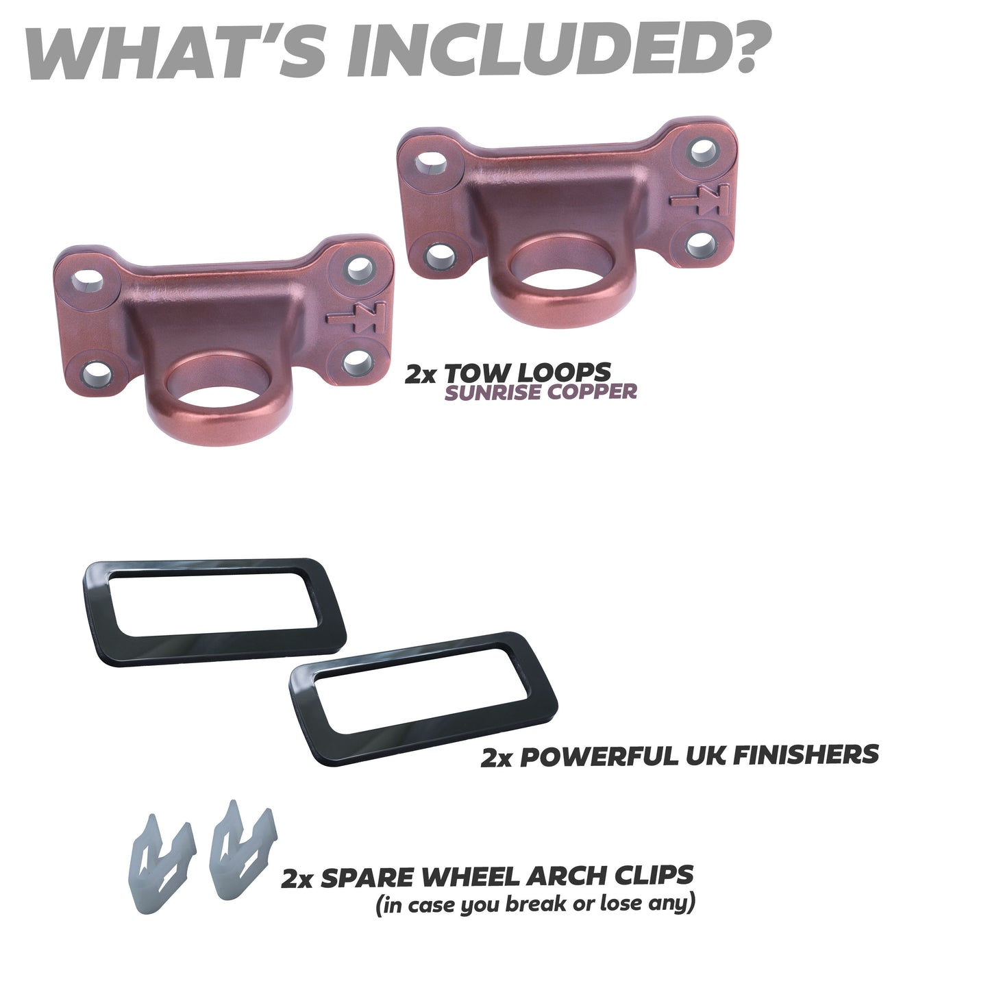 Tow Loop Upgrade Kit - Sunrise Copper Loops + Black Inserts for Land Rover Defender L663