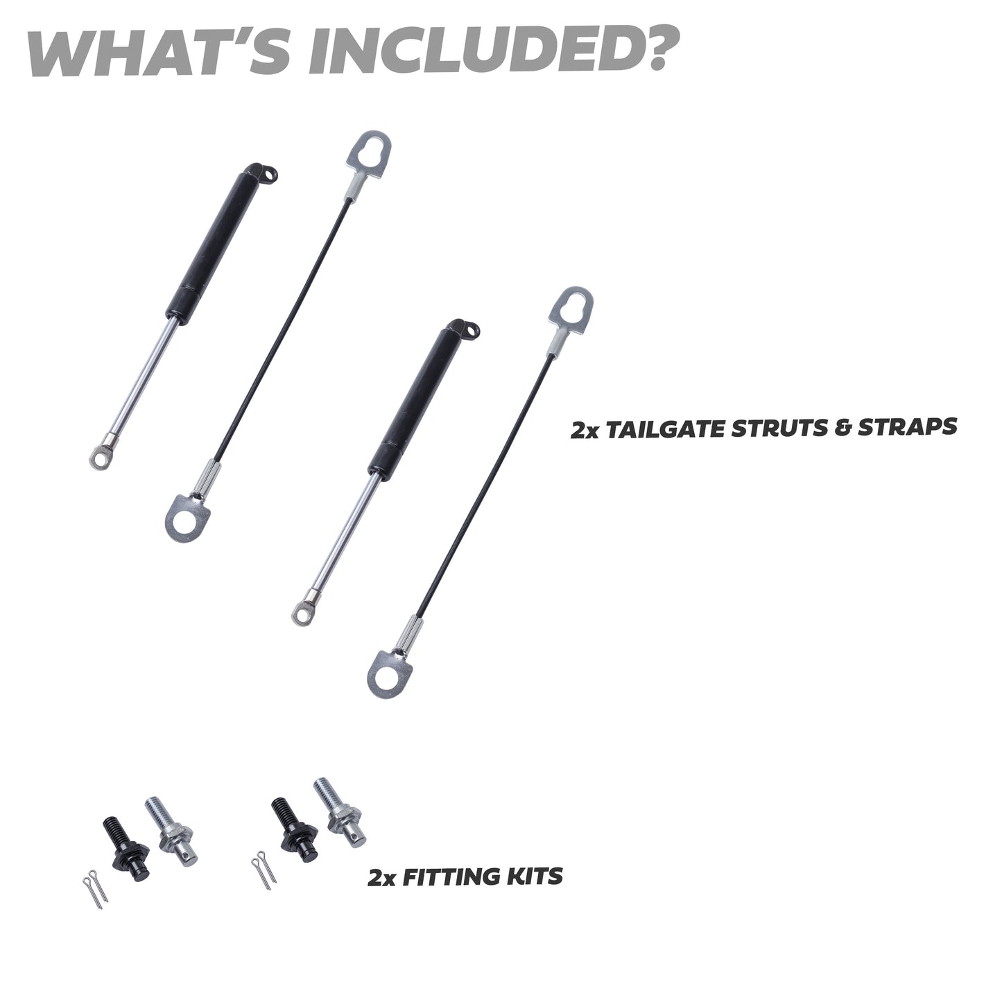 2x Tailgate Strut Kits for Toyota Hilux Revo (2015+)