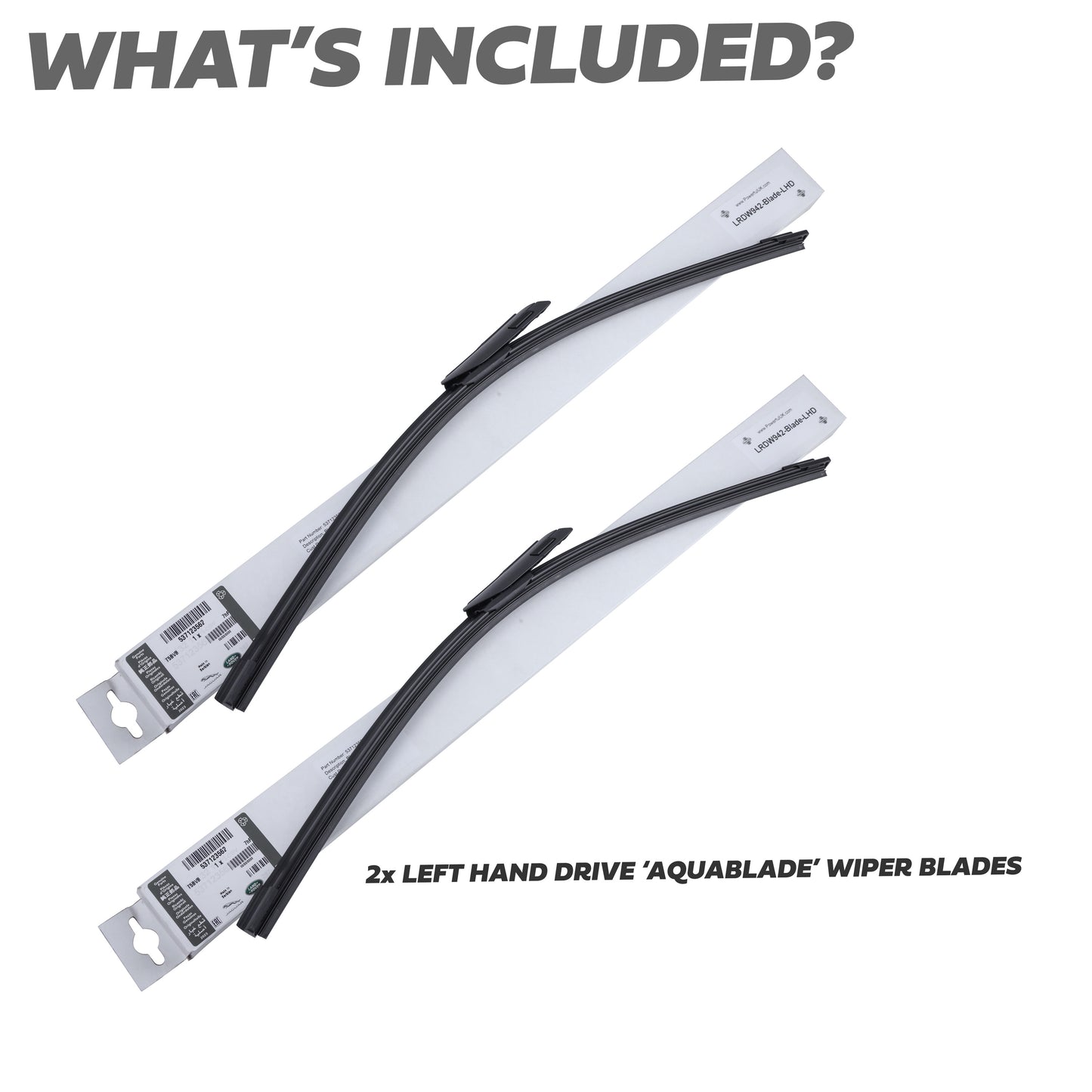 2x Front Wiper Blades for Land Rover Defender L663 - Late Type (Aquablade) - LHD