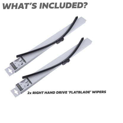 2x Front Wiper Blades for Land Rover Defender L663 - Early Type (Flatblade) - RHD