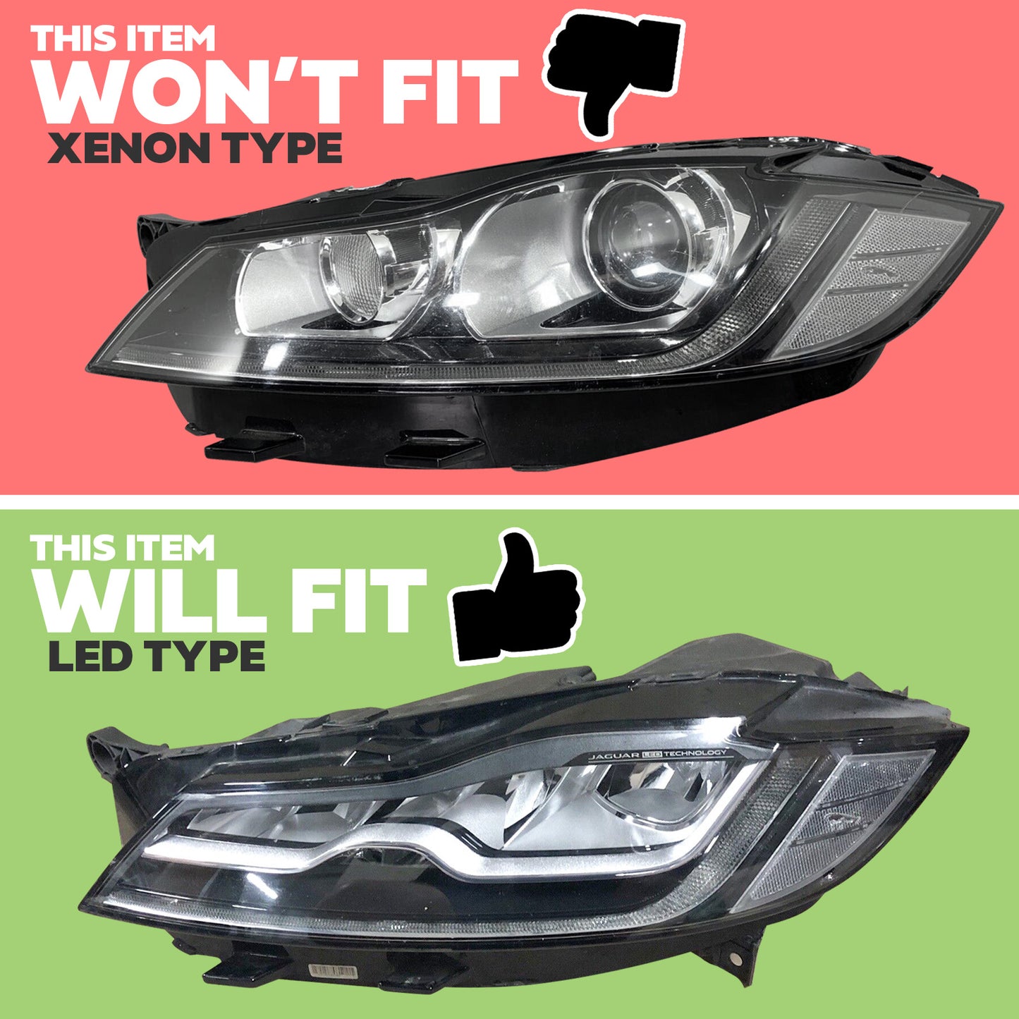 Left Replacement Headlight Rear Housing for Jaguar XF 2016-20 - LED Type