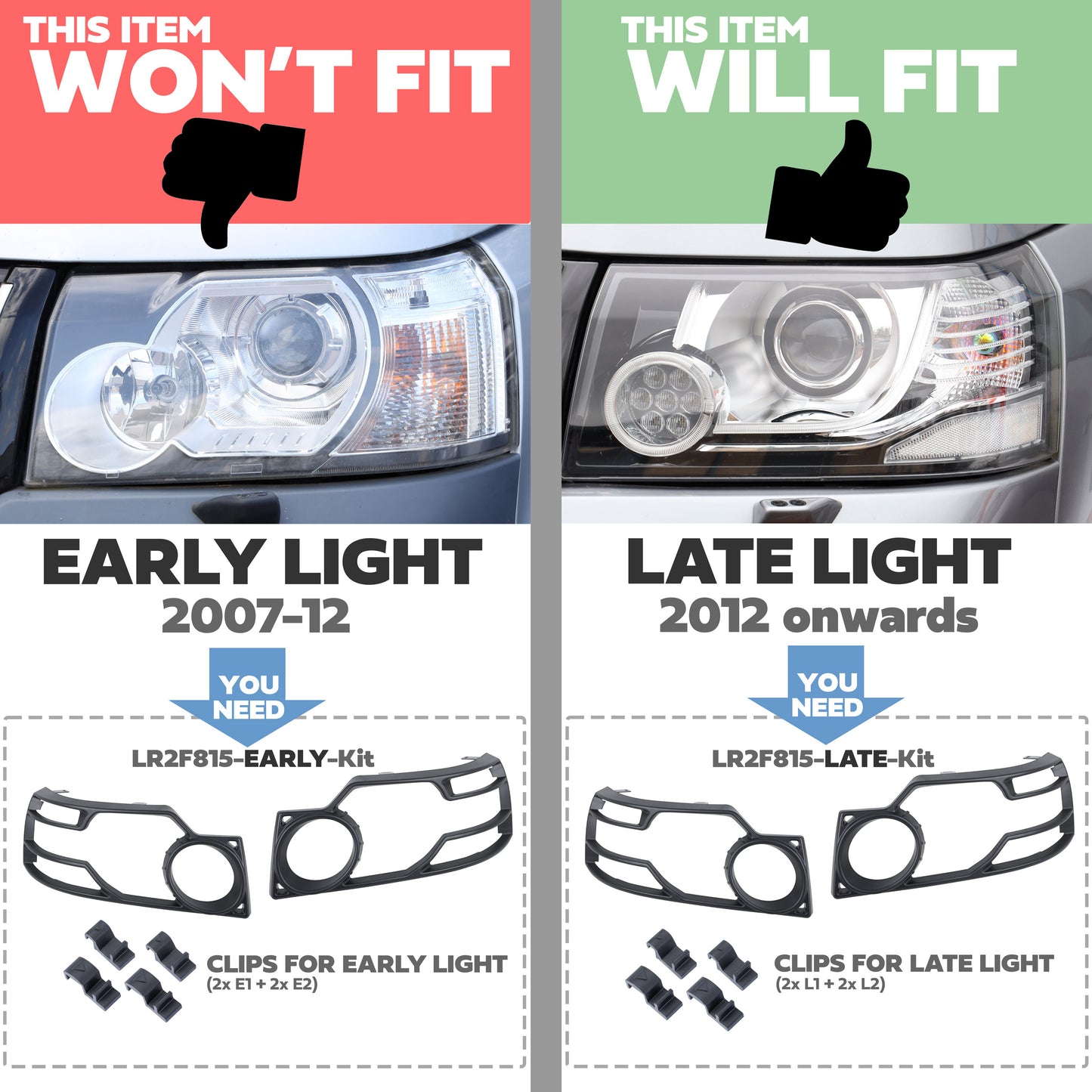 Headlight Guard Kit for Land Rover Freelander 2 - Late Type 2012+