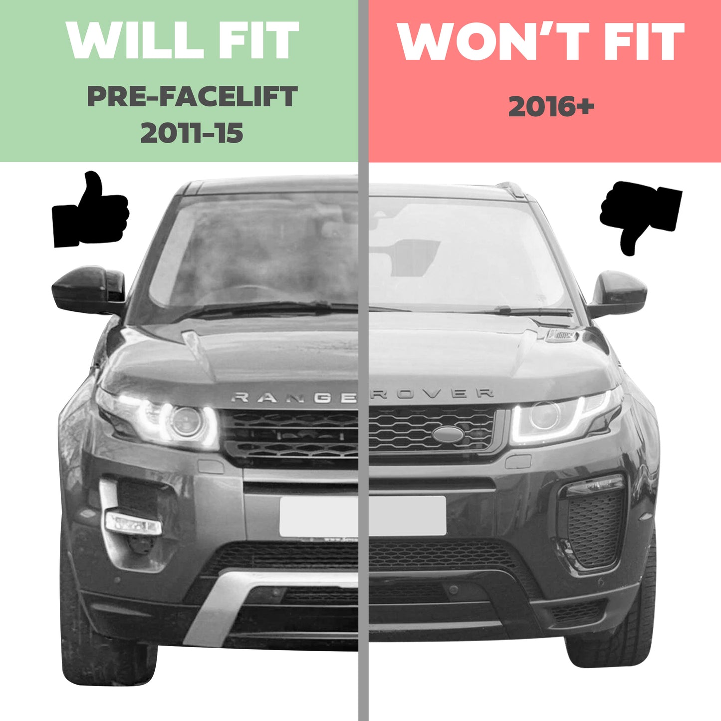 Carbon Fibre Effect Front fog Surrounds wih Copper Inserts for Range Rover Evoque SE & HSE (2016-19)