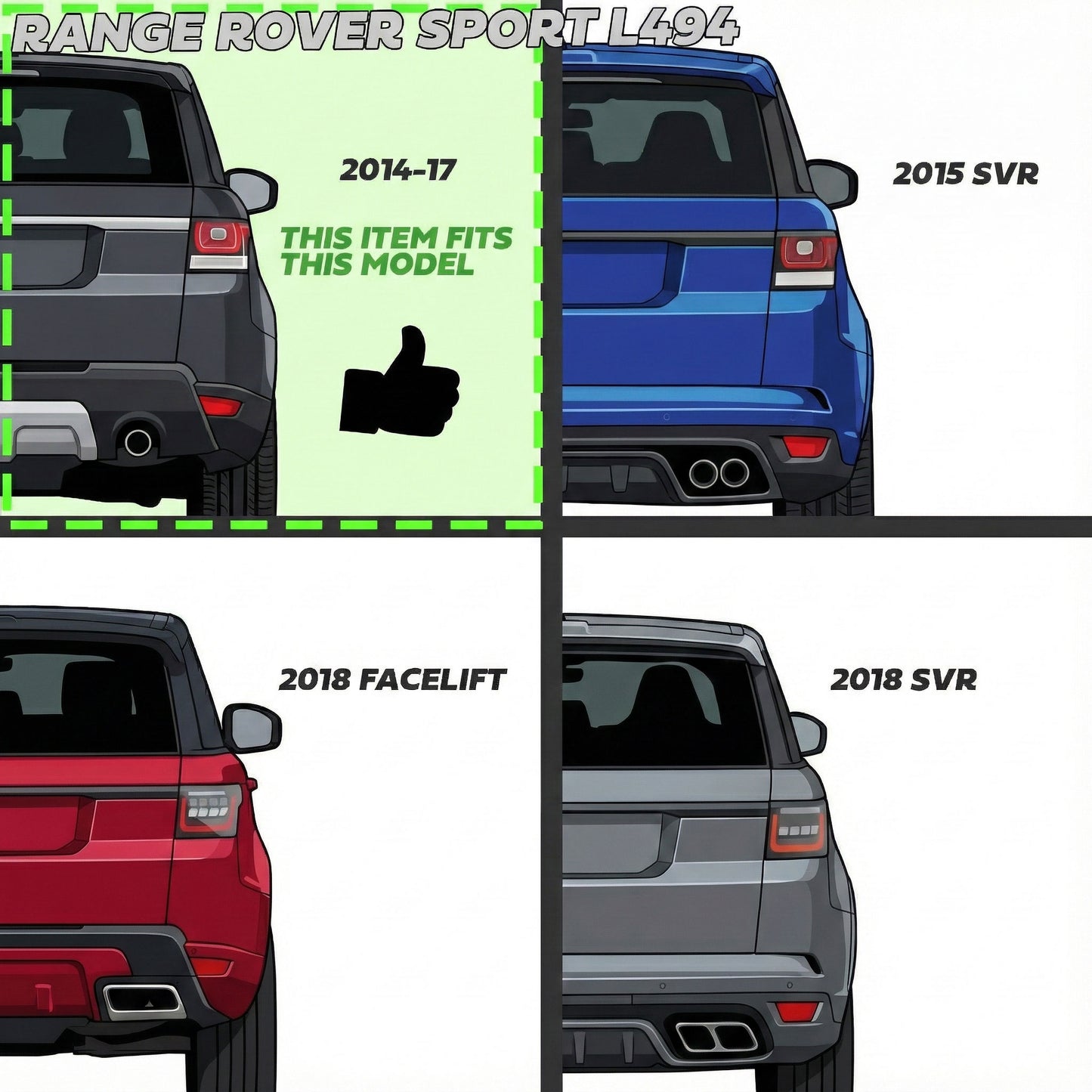 Genuine Rear Tow Eye Cover in Dark Silver for Range Rover Sport L494 (2014-2017)