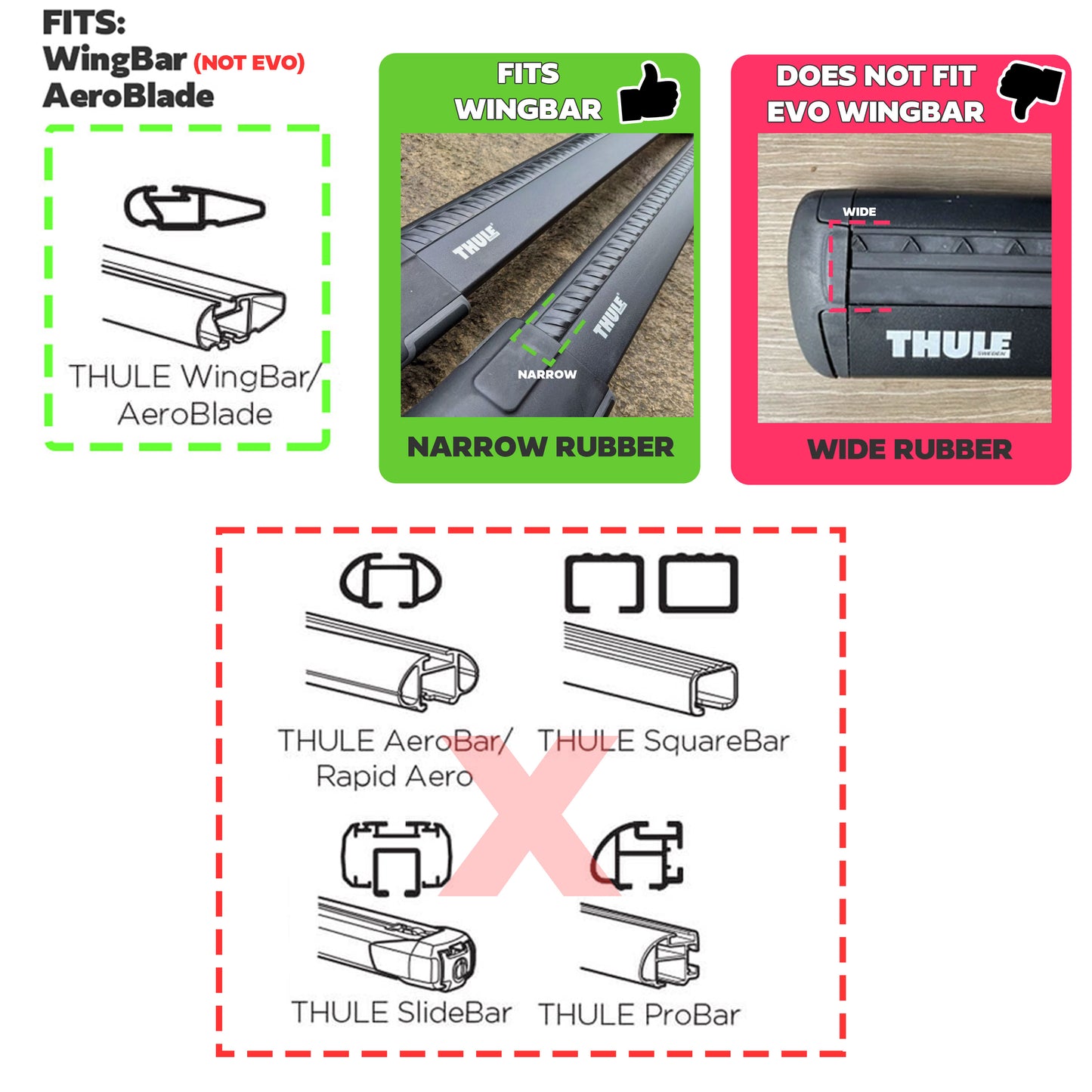 Roof Rack Mounting Clamp Kit for Thule Cross Bars - Kit A