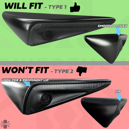 Side Repeater Camera Covers (2pc) in Silver for Tesla Model S,3,X,Y