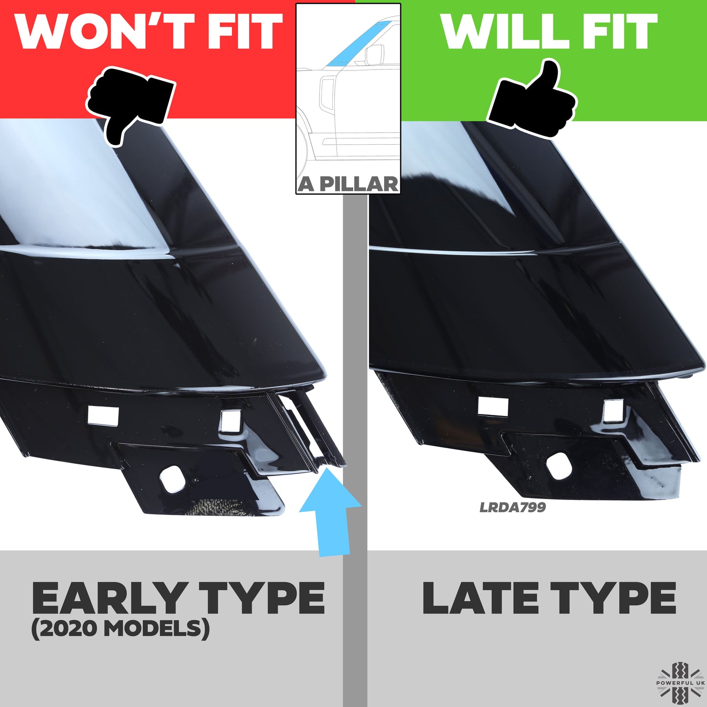 A Pillar Finisher Cap (Unpainted) for Land Rover Defender L663 - RIGHT