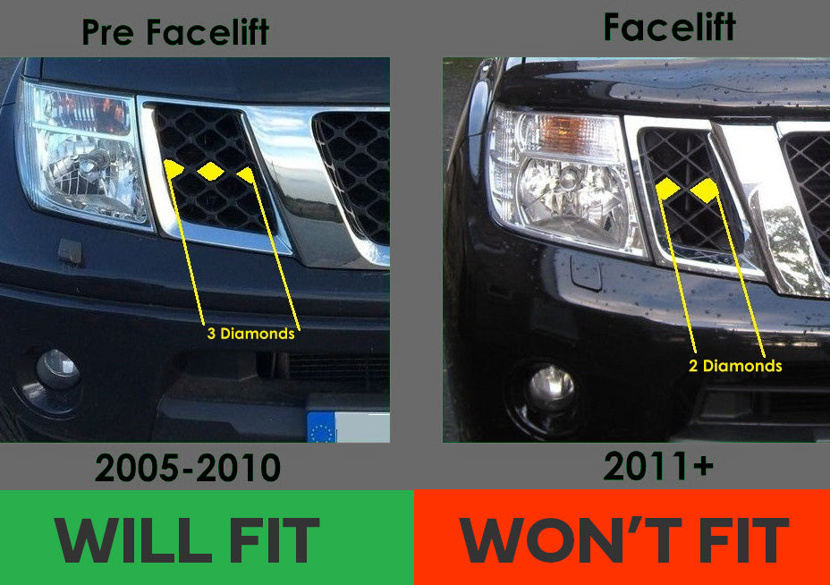 Fog Lamp Surrounds - Stainless Steel - for Nissan Navara D40