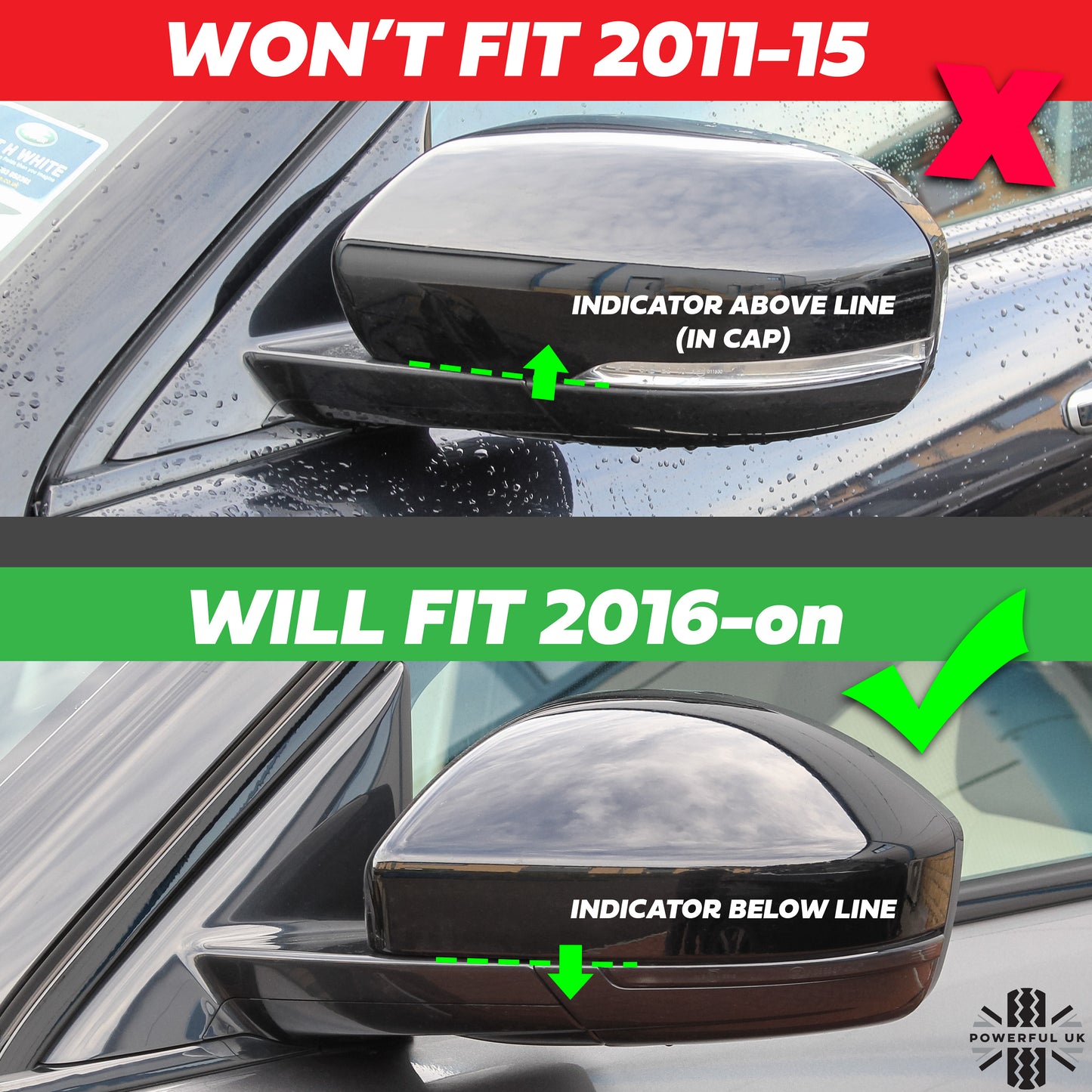 Genuine Replacement Mirror Caps for Range Rover Evoque 2014+ - White with Union Jack design