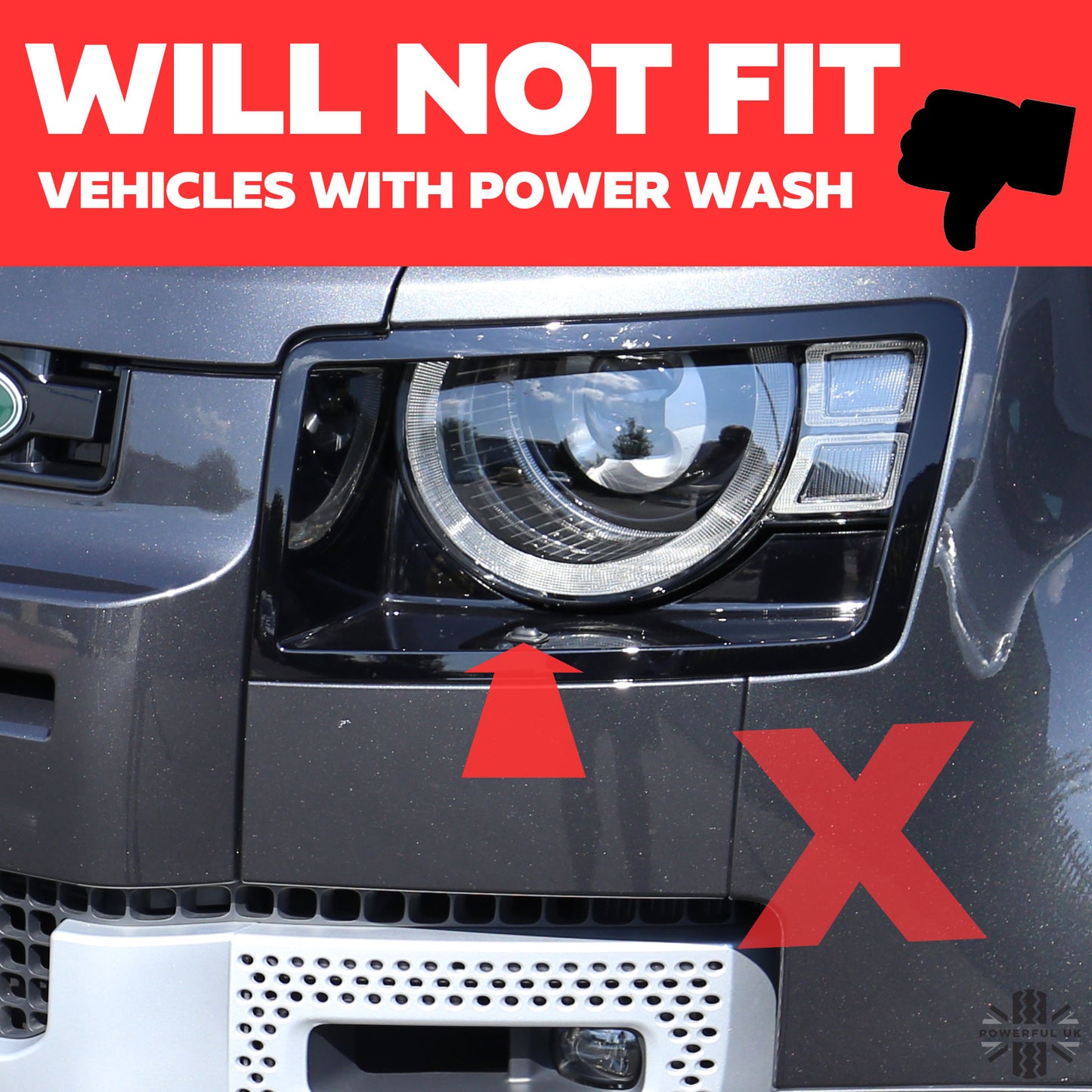 Headlight Surround 'NO Washer' in Gloss Black for Land Rover Defender L663 - LEFT