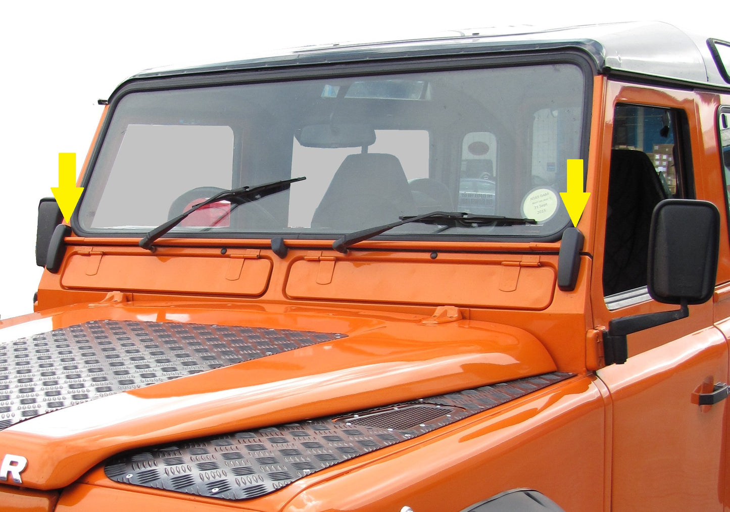 Windscreen Bracket Protector Covers - Black Plastic - for Land Rover Defender