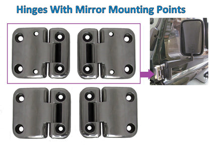 Door Hinge Kit - Brushed Stainless Steel - 2 Door - for Land Rover Defender