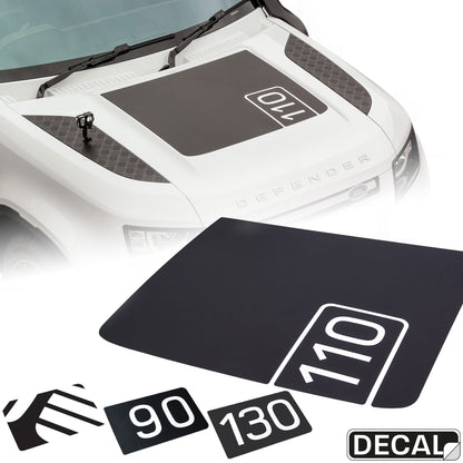 Bonnet Decal '90/110/130' - Genuine (shorter) for Land Rover Defender L663