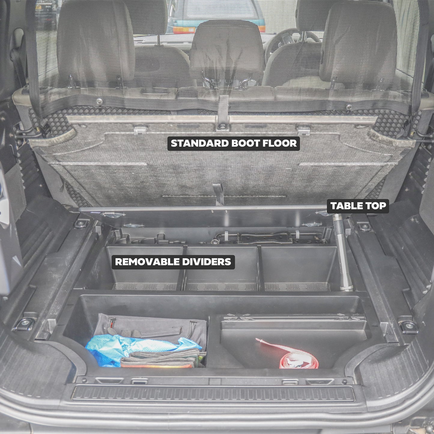 Under Boot Floor Storage Box + Table for Land Rover Defender L663(110)