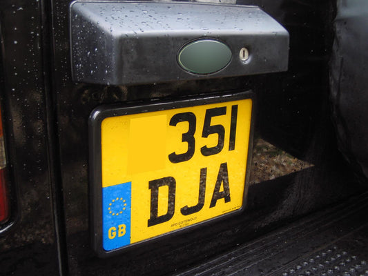 Number Plate Surrounds FRONT + REAR -  Black - for Land Rover Defender