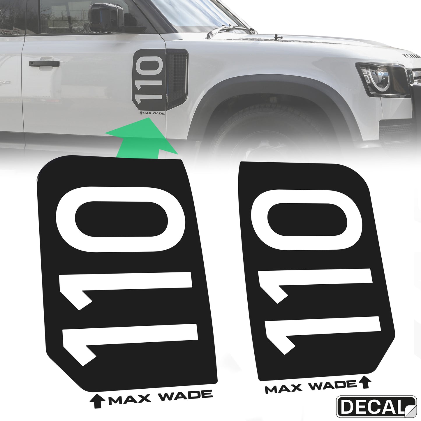 Door/Side Vent Decal Kit - '110' - Matte Black for Land Rover Defender L663