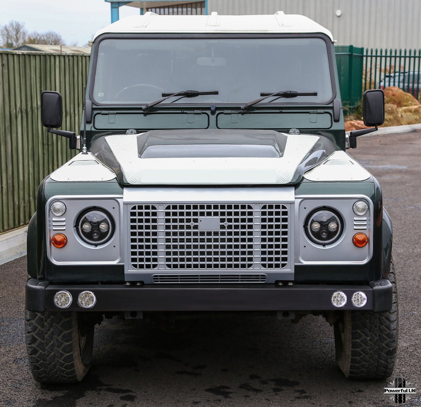 Front Bumper - Black with Round DRL's - for Land Rover Defender