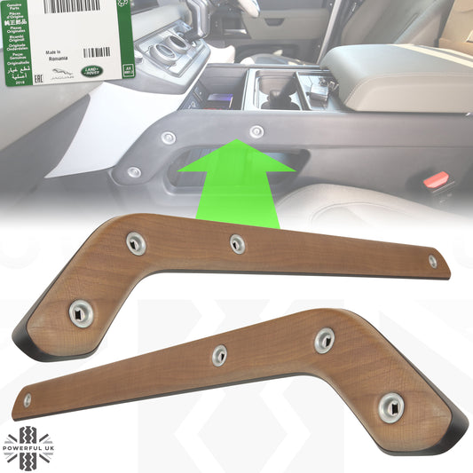 Interior Centre Console Finishers PAIR (Genuine) in Walnut for Defender L663