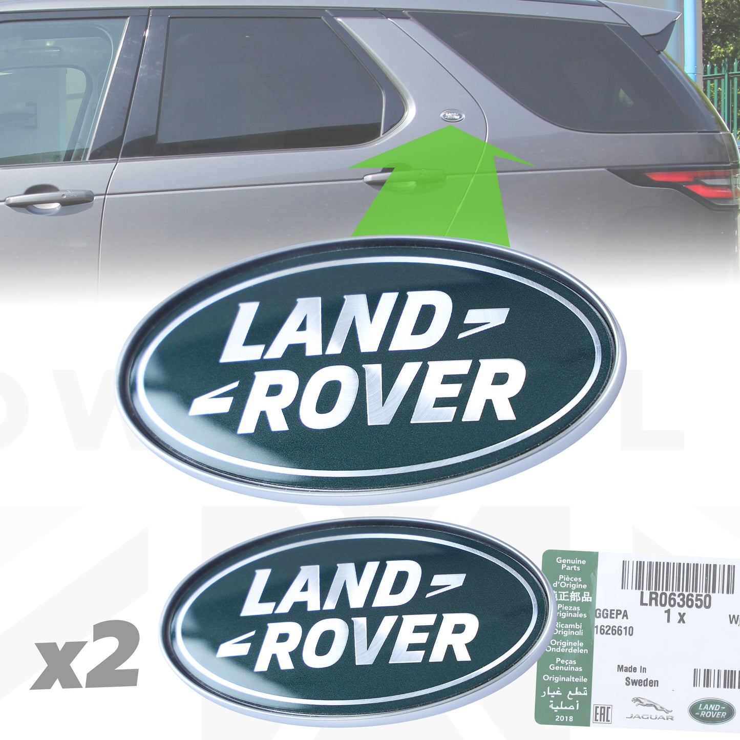 2x Genuine C Pillar Oval Badge for Land Rover Discovery 5
