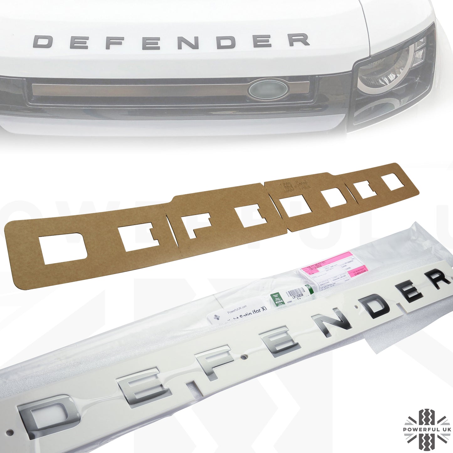 Bonnet Lettering - Starlight Satin Chrome - for Land Rover Defender L663