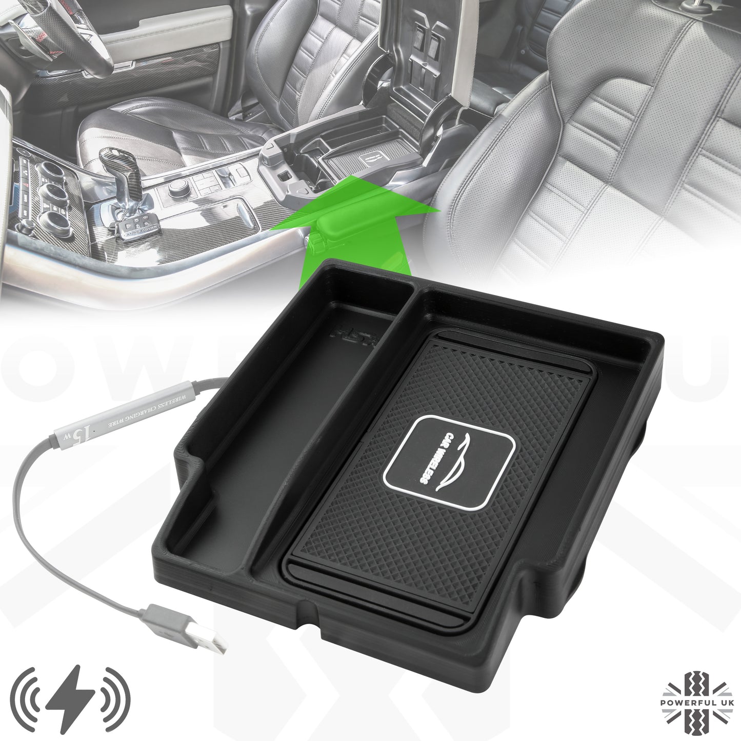 Wireless phone charging tray for Range Rover L405 2014-17 (for vehicles with NO fridge)