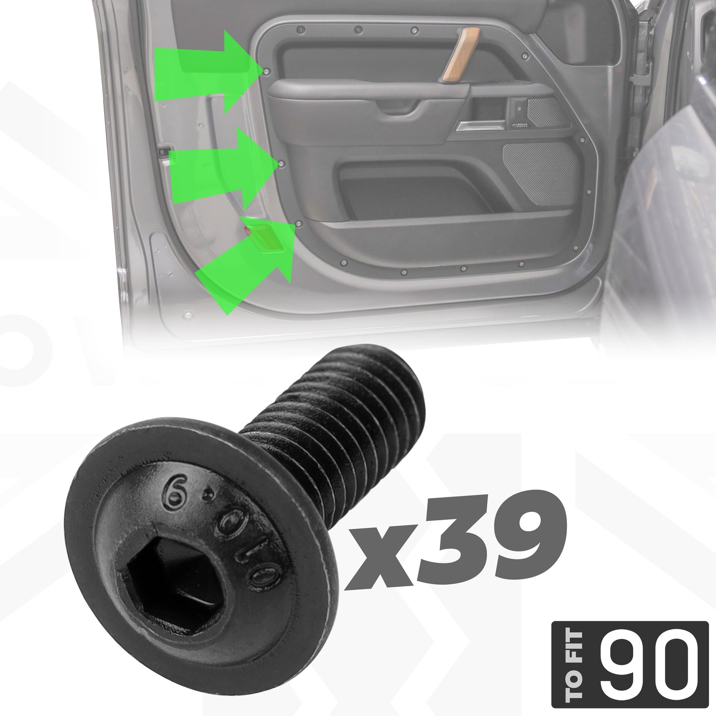 39pc Replacement Door Bolt Kit for Land Rover Defender L663 2 door (90) - Black