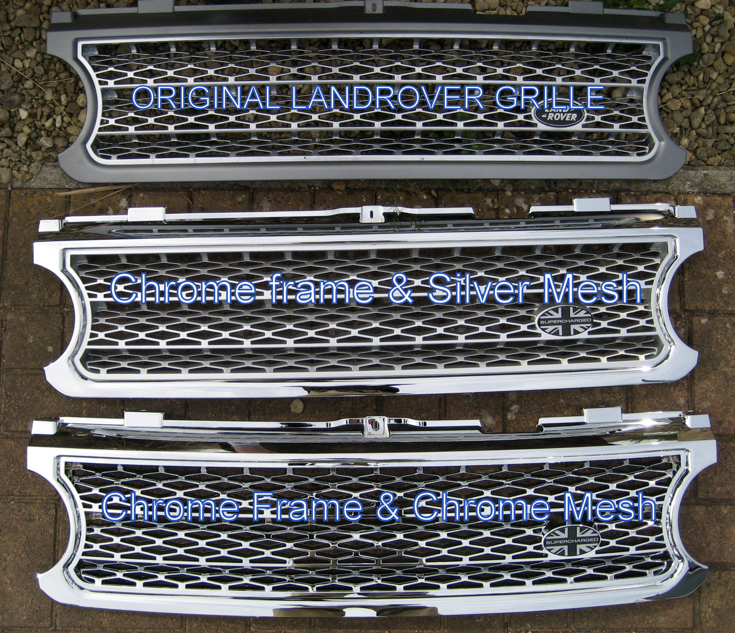 Front Grille 05-09 - Grey Frame & Silver Mesh - Genuine for Range Rover L322 Supercharged