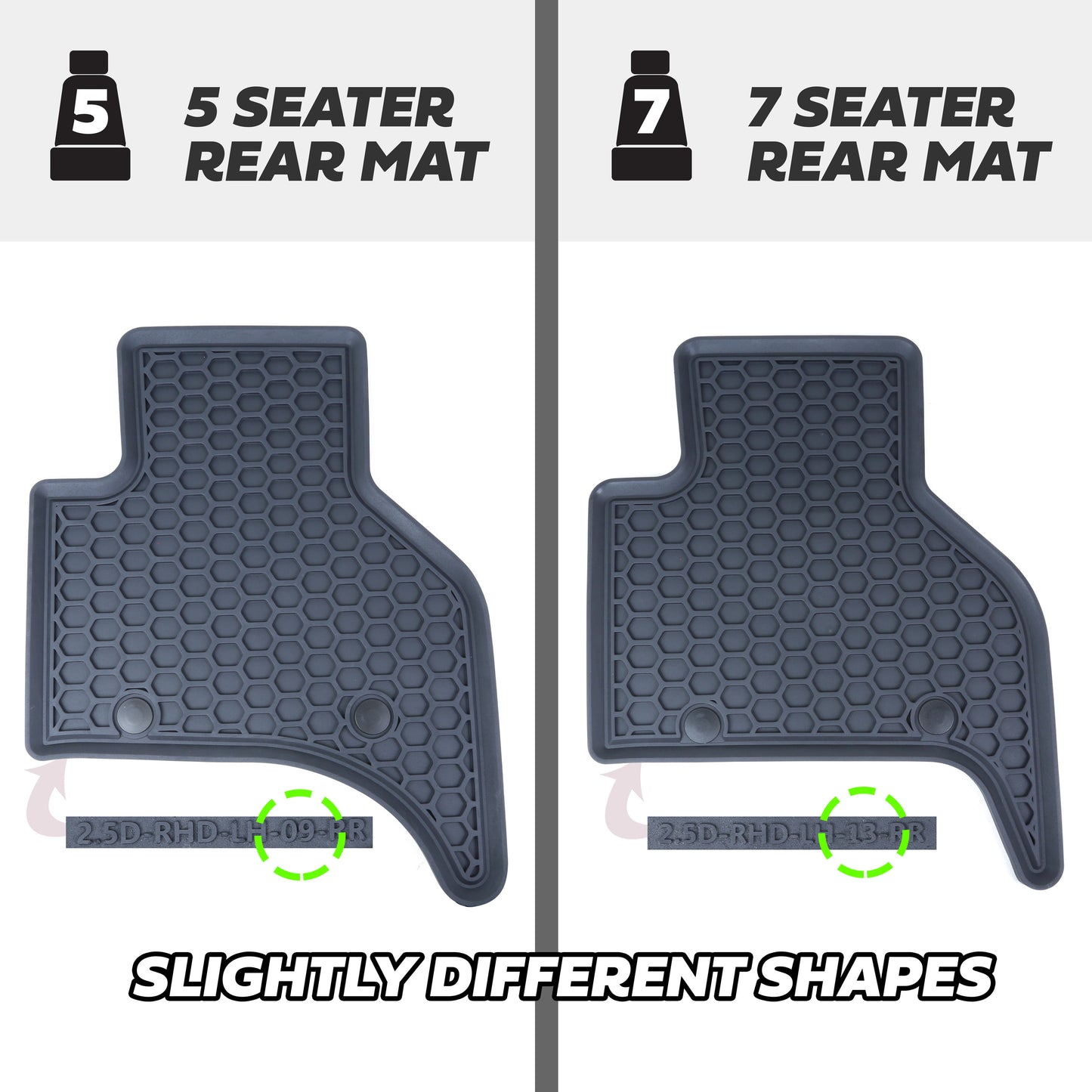Rubber Floor Mat Set - RHD - for Land Rover Defender L663 (110) - 7 seat